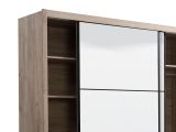 Guardaroba Grande Marrone Rovere Grigio Nero Appendiabiti 5 Ripiani 213x215.5h cm, Apertura Scorrevole - Godrano