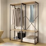 Guardaroba Grande Marrone Rovere Nero 2 Ripiani Appendiabiti 40x167h cm, Cassetti - Cortez