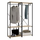 Guardaroba Grande Marrone Rovere Nero 2 Ripiani Appendiabiti 40x167h cm, Cassetti - Cortez