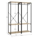 Guardaroba Grande Marrone Rovere Nero 2 Ripiani Appendiabiti 40x167h cm, Cassetti - Cortez