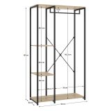 Guardaroba Grande Marrone Rovere Nero 3 Ripiani Appendiabiti 40x167h cm, Cassetti - Clovis