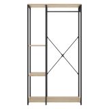 Guardaroba Grande Marrone Rovere Nero 3 Ripiani Appendiabiti 40x167h cm, Cassetti - Clovis