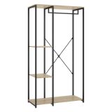 Guardaroba Grande Marrone Rovere Nero 3 Ripiani Appendiabiti 40x167h cm, Cassetti - Clovis