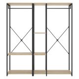 Guardaroba Grande Marrone Rovere Nero 3 Ripiani Appendiabiti 40x167h cm, Cassetti - Cotton