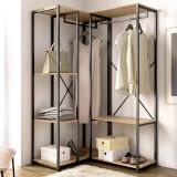 Guardaroba Grande Marrone Rovere Nero 4 Ripiani Appendiabiti 100x167h cm, Cassetti - Gallup