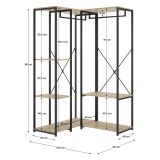 Guardaroba Grande Marrone Rovere Nero 4 Ripiani Appendiabiti 100x167h cm, Cassetti - Gallup