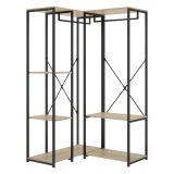 Guardaroba Grande Marrone Rovere Nero 4 Ripiani Appendiabiti 100x167h cm, Cassetti - Gallup