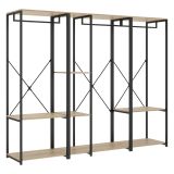 Guardaroba Grande Marrone Rovere Nero 4 Ripiani Appendiabiti 40x167h cm, Cassetti - Fairfax