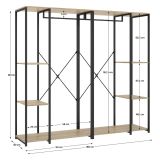 Guardaroba Grande Marrone Rovere Nero 5 Ripiani Appendiabiti 40x167h cm, Cassetti - Dalton