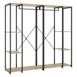 Guardaroba Grande Marrone Rovere Nero 5 Ripiani Appendiabiti 40x167h cm, Cassetti - Dalton