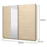 Guardaroba Grande Marrone Rovere Nero Appendiabiti 2 Ripiani 220x217.5h cm, 4 Vani - Palestro