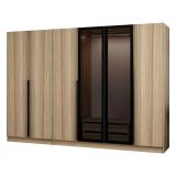 Guardaroba Grande Marrone Rovere Nero Fume Appendiabiti 10 Ripiani 270x210h cm, 6 Ante - Roviano