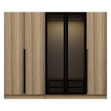 Guardaroba Grande Marrone Rovere Nero Fume Appendiabiti 6 Ripiani 225x210h cm, 5 Ante - Sinibalda