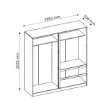 Guardaroba Grande Marrone Rovere Nodi 2 Ripiani Appendiabiti 195x205h cm, 2 Cassetti - Lesomiha