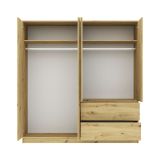 Guardaroba Grande Marrone Rovere Nodi 2 Ripiani Appendiabiti 195x205h cm, 2 Cassetti - Lesomiha