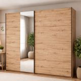 Guardaroba Grande Marrone Rovere Nodi 2 Ripiani Appendiabiti 245x217.5h cm, 2 Ante - Resiutta
