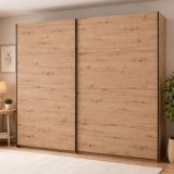Guardaroba Grande Marrone Rovere Nodi 2 Ripiani Appendiabiti 245x217.5h cm, 2 Ante - Salemi