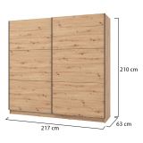 Guardaroba Grande Marrone Rovere Nodi 8 Ripiani Appendiabiti 217x210h cm, 2 Ante - Piateda