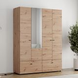 Guardaroba Grande Marrone Rovere Nodi Bianco 2 Ripiani 2 Cassetti 155x208h cm, Appendiabiti - Spigno