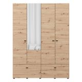 Guardaroba Grande Marrone Rovere Nodi Bianco 2 Ripiani 2 Cassetti 155x208h cm, Appendiabiti - Spigno