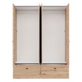 Guardaroba Grande Marrone Rovere Nodi Bianco 2 Ripiani 2 Cassetti 155x208h cm, Appendiabiti - Spigno