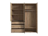 Guardaroba Grande Marrone Rovere Nodi Nero 4 Ripiani 3 Cassetti 183x211h cm, Appendiabiti - Rifreddoo