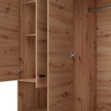 Guardaroba Grande Marrone Rovere Nodi Nero 4 Ripiani un Cassetto 155x208h cm, Appendiabiti - Omete