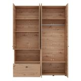Guardaroba Grande Marrone Rovere Nodi Nero 4 Ripiani un Cassetto 155x208h cm, Appendiabiti - Omete