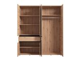 Guardaroba Grande Marrone Rovere Nodi Nero 4 Ripiani un Cassetto 182.5x210.5h cm, Appendiabiti - Rifreddo