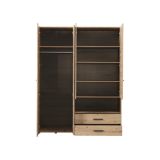 Guardaroba Grande Marrone Rovere Nodi Nero 5 Ripiani 3 Cassetti 161x205.5h cm, Appendiabiti - Teana