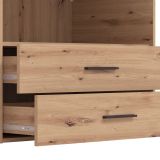Guardaroba Grande Marrone Rovere Nodi Nero 5 Ripiani 3 Cassetti 161x205.5h cm, Appendiabiti - Teana