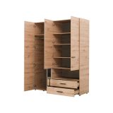 Guardaroba Grande Marrone Rovere Nodi Nero 5 Ripiani 3 Cassetti 161x205.5h cm, Appendiabiti - Teana