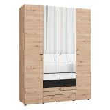 Guardaroba Grande Marrone Rovere Nodi Nero 7 Ripiani 2 Cassetti 155x208h cm, Appendiabiti - Watamu