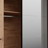 Guardaroba Grande Marrone Rovere Nodi Nero Antracite Appendiabiti 10 Ripiani 232x219h cm, 4 Ante - Hakone