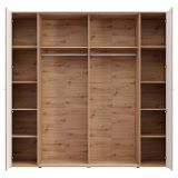 Guardaroba Grande Marrone Rovere Nodi Nero Antracite Appendiabiti 10 Ripiani 232x219h cm, 4 Ante - Hakone