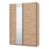 Guardaroba Grande Marrone Rovere Nodi Nero Appendiabiti 2 Ripiani 145.5x217.5h cm, Apertura Scorrevole - Pasturo