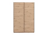 Guardaroba Grande Marrone Rovere Nodi Nero Appendiabiti 2 Ripiani 145.5x217.5h cm, Apertura Scorrevole - Tredozio