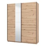Guardaroba Grande Marrone Rovere Nodi Nero Appendiabiti 2 Ripiani 145.5x217.5h cm, Apertura Scorrevole - Vialone