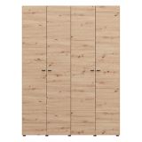 Guardaroba Grande Marrone Rovere Nodi Nero Appendiabiti 2 Ripiani 155x208h cm, 4 Vani - Soris