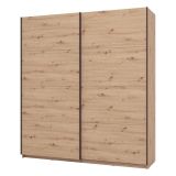 Guardaroba Grande Marrone Rovere Nodi Nero Appendiabiti 2 Ripiani 195x217.5h cm, Apertura Scorrevole - Cariano