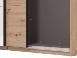 Guardaroba Grande Marrone Rovere Nodi Nero Appendiabiti 2 Ripiani 195x217.5h cm, Apertura Scorrevole - Porlezza
