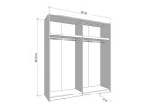 Guardaroba Grande Marrone Rovere Nodi Nero Appendiabiti 2 Ripiani 195x217.5h cm, Apertura Scorrevole - Siri