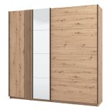 Guardaroba Grande Marrone Rovere Nodi Nero Appendiabiti 2 Ripiani 220x217.5h cm, 4 Vani - Nucetto