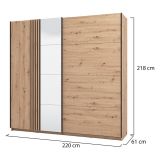 Guardaroba Grande Marrone Rovere Nodi Nero Appendiabiti 2 Ripiani 220x217.5h cm, 4 Vani - Nucetto