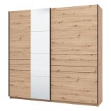 Guardaroba Grande Marrone Rovere Nodi Nero Appendiabiti 2 Ripiani 220x217.5h cm, Apertura Scorrevole - Spartano