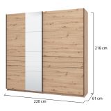 Guardaroba Grande Marrone Rovere Nodi Nero Appendiabiti 2 Ripiani 220x217.5h cm, Apertura Scorrevole - Spartano