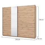 Guardaroba Grande Marrone Rovere Nodi Nero Appendiabiti 2 Ripiani 245x217.5h cm, Apertura Scorrevole - Peio