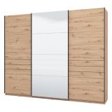 Guardaroba Grande Marrone Rovere Nodi Nero Appendiabiti 2 Ripiani 267x217h cm, Apertura Scorrevole - Tures