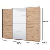 Guardaroba Grande Marrone Rovere Nodi Nero Appendiabiti 2 Ripiani 267x217h cm, Apertura Scorrevole - Tures
