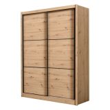 Guardaroba Grande Marrone Rovere Nodi Nero Appendiabiti 5 Ripiani 166x215.5h cm, Apertura Scorrevole - Faedis